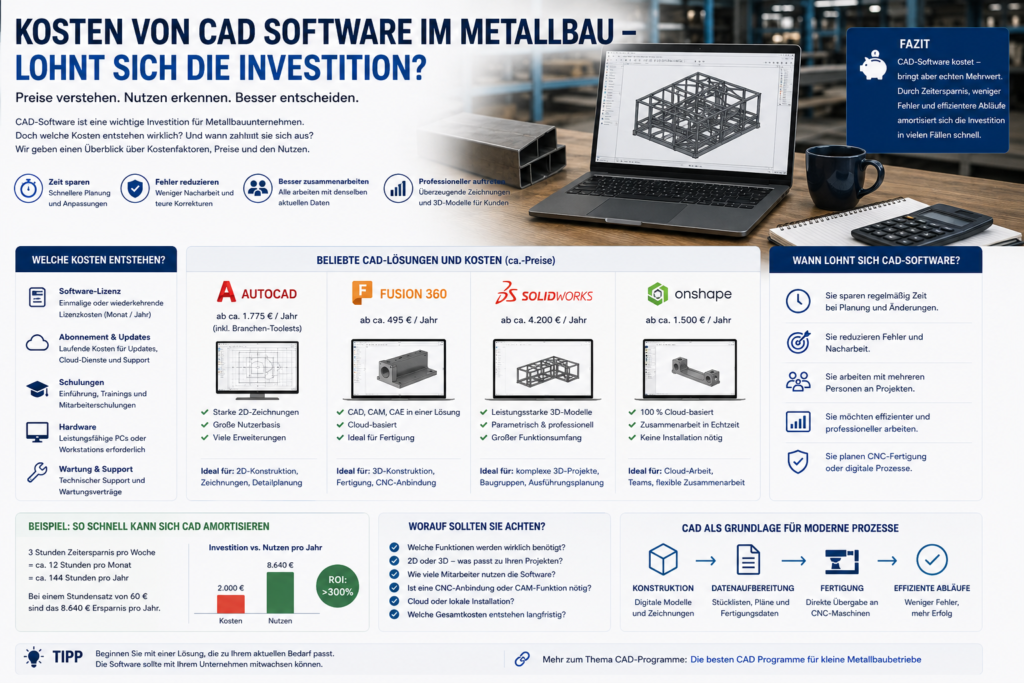 Kosten von CAD Software im Metallbau Kosten von CAD Software im Metallbau